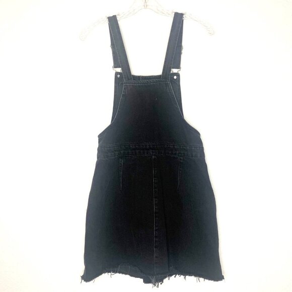 Denim Co Black Exposed Button Up Raw Hem Mini Skirt Overalls women’s Size 6 - Picture 2 of 9